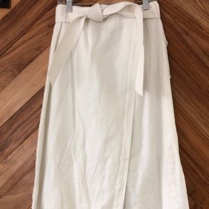CRIPPEN cream linen wrap midi skirt RARE